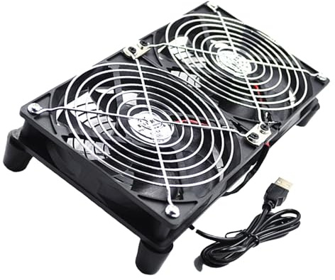 Ventiladores USB de computadora dobles de 120 mm, 5 V, ventiladores USB de 45 CFM, ventilador de refrigeración grande para enrutador, módem, receptor alimentado
