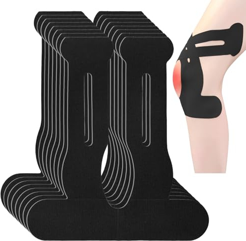 ZAHRVIA Lot de 8 bandes de kinésiologie prédécoupées pour genou, Cerotto sportivo elastico impermeabile, adatto per alleviare il dolore al ginocchio (Noir)