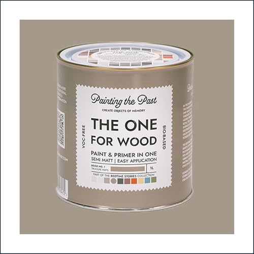 The One for Wood Paint & Primer 1L Beige No. 1 Treasure Maps | Semi Matt Finish, Bio-Based & VOC-Free Formula for Wooden Furniture & Surfaces | Durable & Easy Indoor Home Decorating