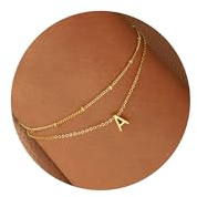 TINGN Armband mit Buchstaben, Layered 14K Vergoldet Armband mit Buchstaben A für Damen Teenager Mädchen Buchstabe Armkette Gold Schmuck, Geschenke für Frauen Freundin Mädchen