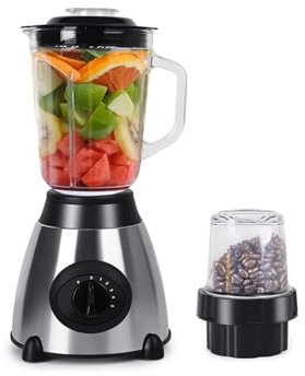 1000W Multifunctional Blender with Coffee Grinder, 48oz BPA-Free Glass Jar, 6-Speed Adjustable Smoothie Maker for Ice Crushing, Mixing, Grinding