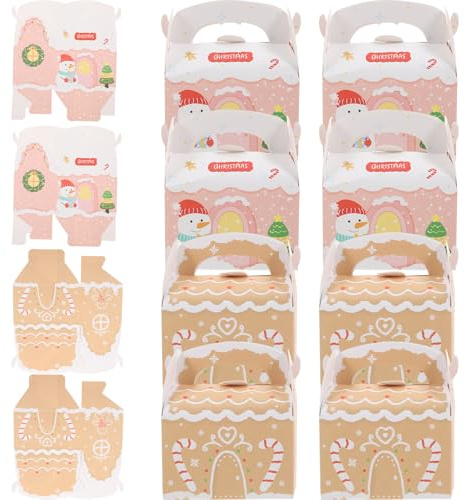 FUNOMOCYA 12-pack julgodisboxar i papper med handtag, små presentaskar för godis, kakor och choklad, dekorerade äppelformade för festliga tillfällen och julfirande