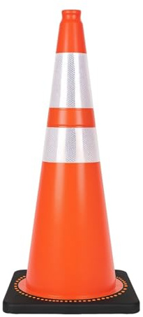 Berry 75CM Unbreakable Traffic Cone - Orange | High-Visibility PVC Safety Cone with Black Weighted Base | Reflective Road Cone for Parking, Road Safety & Construction - Set of 1