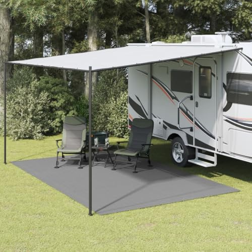 QUAHEAS Zeltteppich Anthrazit 5x3 m Polyester mit PVC-Schaumbeschichtung, rutschfest und UV-beständig, vielseitige Zeltunterlage für Camping, Outdoor, Trekking und Festival Schutz