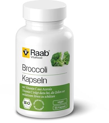 Raab® Bio Broccoli Kapseln (90 Stück) | Raab Vitalfood Bio Broccoli-Kapseln, vegan, glutenfrei mit Vitamin C aus Acerola, 45 g, 90 Stück