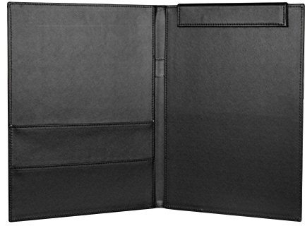 Ordner Organizer Schreibmappe klemmbrett A4 Schreibbrett Ringbuch mit Magnetstreifen aus PU Leder Dokumemten Sammler Organisator Mappe Schreibplatte für Business Büro Hotel Konferenz Schule Schwarz