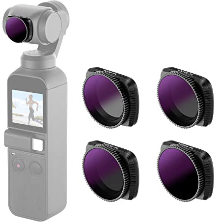 NEEWER Magnetisches ND/PL Filter Set kompatibel mit DJI Osmo Pocket 2 Osmo Pocket 1 Kamera, 4er Pack, ND8/PL, ND16/PL, ND32/PL, ND64/PL Filter, aus optischem Glas und Flugzeugaluminiumrahmen (Schwarz)
