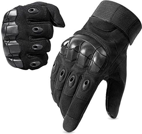 Gants Militaires Combat Tactiques pour Hommes, Gants Sport Eté pour Moto Motocross Scooter Cyclisme de Protection Anti-Coupe(Black,M)