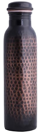 STAGLIFE Trinkflasche aus reinem Kupfer, auslaufsichere Wasserflasche mit antikem schwarzem Finish (groß/1 Liter/963.9 g)