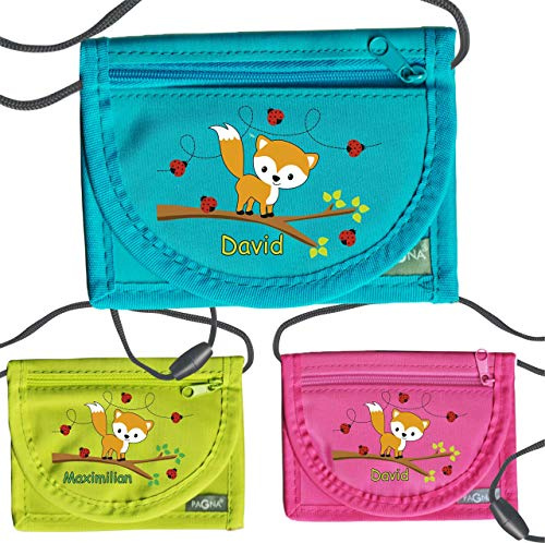 MissRompy Brustbeutel Fuchs mit Name, Jungen, Sicherheitsverschluss