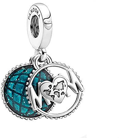 PANDORA Glitzernder Globus Mum Charm-Anhänger aus Sterling Silber, 799368C01