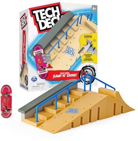 Tech Deck X-Connect Starter-Set - Jump n' Grind Rampenset mit authentischem Fingerboard und Zubehör
