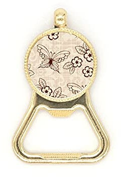 Vintage Simple Brown Butterfly with Flowers Beer Bottle Cap Opener Stainless Steel Key Chain