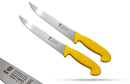 SMI 2 Stück Küchenmesser Solingen 8 Zoll Metzgermesser Fleischermesser Kochmesser Schlachtermesser Premium Qualität Deutscher Molybdän Stahl 1.4116 Solingen/GERMANY