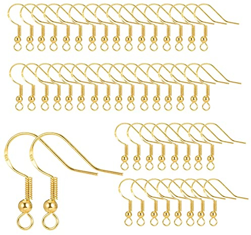 Ganci per Orecchini,Ganci per Orecchini Argento Sterling 925 | Monachelle per Orecchini Ipoallergenici,Placcati Argento per Orecchini Fai da Te,Accessori orecchini(Colore oro,50pezzi)