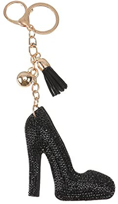 ifundom Auto Süßer Metallabsatz Geformter Schlüsselring Dekorative Fersen Handtaschenhalter Schuh Strass Glitzer Damen Frauen Geschenk Mode Hohe Handtaschen Sshoe Schwarz Kreative