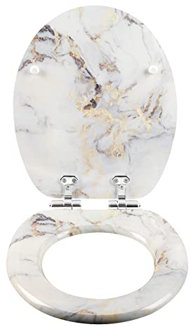 eSituro Toilet Seat, Soft-Close Toilet Lid, with Quick Release Function for Easy Cleaning, Easy Assembly, MDF, Dolphin