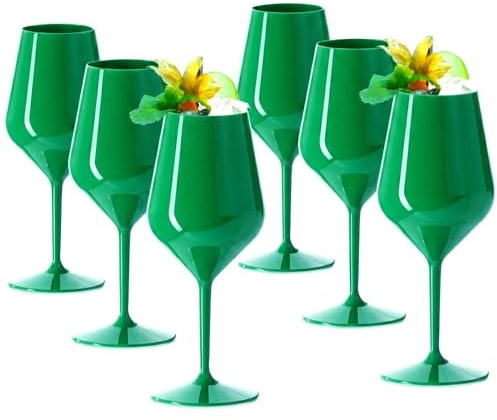 DoimoFlair Weingläser aus Kunststoff bruchsicher Weinbecher Sektgläser Plastik 47 cl. (Grün)