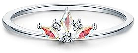 Bellitia Jewelry Anello Corona di Fidanzamento Donna in Argento Sterling 925 Placcato Oro/Oro Bianco, Anello Banda Anniversario Matrimonio Promessa con Diamante Simulato Zirconi