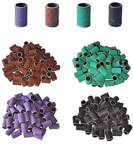 HEBECA Schleifbänder Nagelfräser 240 Stück, 80# 120# 150# 180# 4 Farbe grobe feine Körnung Nagelfeile Schleifbänder Ersatz für 3/32 Zoll Dorn-Bit AD1001