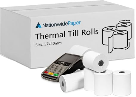 Nationwide Paper 57 x 40 mm Premium Thermal Paper Till Receipt Roll for PDQ Credit Card Machine, POS, EPOS [Pack of 20]