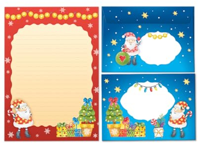 Briefpapier-Set Weihnachten Weihnachtsmann als Briefblock mit Umschlag für Kinder Mädchen Jungen Weihnachtsbriefpapier (Block A5 mit 25 Blätter + 15 Umschläge)