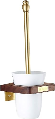 JQFDD Brosse de Toilette WC Laiton Or Brosses WC et Supports Murale Balayette WC, Antibactérienne à Séchage Rapide