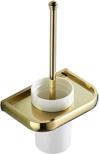 JQFDD Brosse de Toilette WC Laiton Or Zirconium Brosses WC et Supports Murale Balayette WC, Antibactérienne à Séchage Rapide