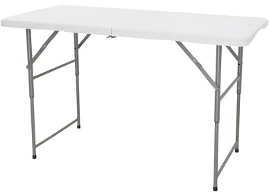 Mesa Plegable Multifuncional de Altura Regulable 122 x 60 x 50-74cm, con asa para su Desplazamiento