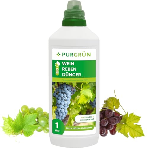 Purgrün® Bio-Weinreben-Dünger 1 Liter – Erhöht die Widerstandskraft mit extra Kalium – Steigert Ertrag, Aroma & Vitalität – Bio-Zertifizierung – Konzentrat für 100 Liter Gießwasser