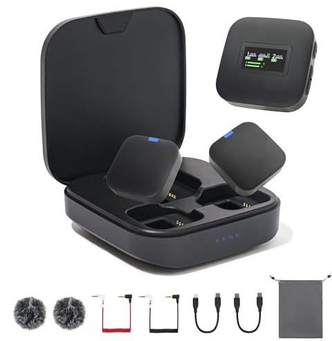 PRO Mini Lavalier Wireless Microphone for iPhone 15 Camera USB-C Phone Laptop, 48KHz 24Bit Digital/Analog Output,Over 95% Noise Canceling,30H Battery Tiny Clip/Magnet Mic for Video Recording,Filming