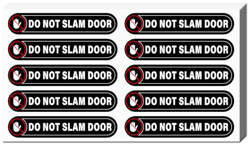 CREATCABIN 8 Sheets Do Not Slam Door Stickers Mini Vinyl Coated Self Adhesive Stickers Waterproof Warning Labels Palm Decals Removable Sign Decal for Auto Car Van SUV Taxi Uber Black 174x276mm