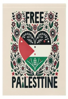Petit drapeau de la Palestine gratuit en forme de cœur - 30,5 x 45,7 cm - Double face - Décoration d'intérieur pour cour, pelouse, extérieur