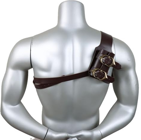 FHUILIJH Mittelalter Schwertgürtel Krieger Doppelsäbel Schwert Holster mit Schultergurt Zaubererstil für Rollenspiele,C,15cm