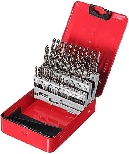 Juego de brocas, juego de brocas de cobalto, Juego de brocas 51 piezas Juego de brocas helicoidales de vástago recto con caja de metal Accesorios de herramientas eléctricas for madera de acero inoxida