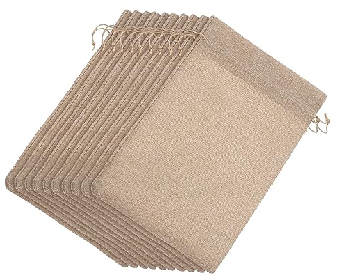 Sacchetti Regalo Coulisse 10 Pezzi Cotone Lino Beige | Uso Elegante per Biscotti Fatti in Casa, Confezioni per Feste e Ricorrenze, Facili da Aprire e Riporre