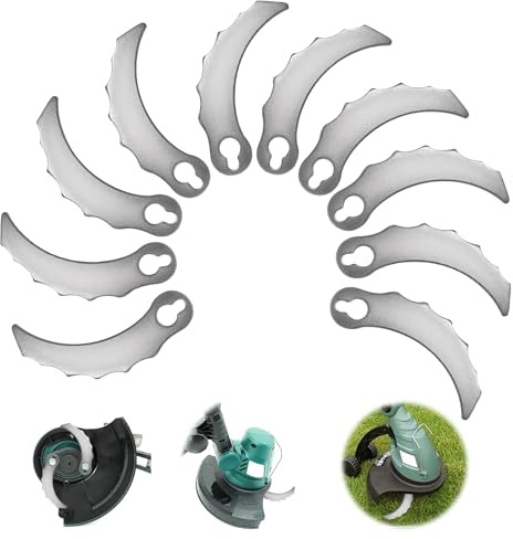 HYran Lame pour Coupe Bordure, 10 Pièces Lame Debrouissalleuses en Métal, Lame Tondeuse à Gazon Universelle, Accessoires Tondeuses à Gazon, pour Jardin et Pelouse Coupe Bordures (A)