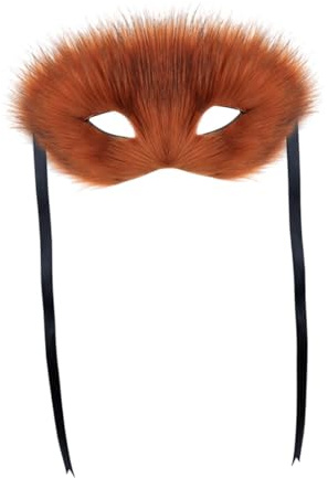 APLVFFZH Pelzfuchs Gesichtsmaske Venezianische Partymaske für das Play Festival Prom Medieval, Braun