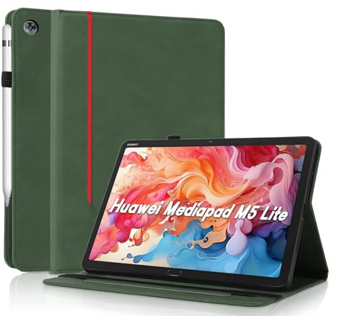 AsWant Hülle für Huawei Mediapad M5 Lite 10 BAH2-L09 BAH2-W09 BAH2-W19 BAH2-AL10, Schutzhülle Ultradünne PU Leder mit Stand Schutzhülle Huawei Mediapad M5 Lite Hülle, Grün