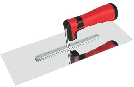 EXLECO 430 Edelstahl Glättekelle mit Softgriff, Traufel 28x11cm Spachtel Kelle Putz glatt Maurerkelle, Putzkelle, Stukkateurkelle, Spachtel Werkzeug zum Verputzen, Glätten, Spachteln, Streichputz