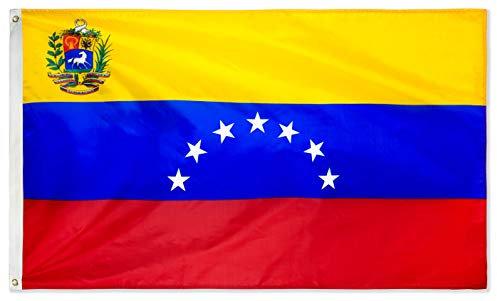 Bandera de Venezuela de 3 x 5 pies (sin mástil) con 7 estrellas, bandera de Venezuela de 3 x 5 pies, banderas de la República Bolivariana de Venezuela de poliéster con ojales de latón