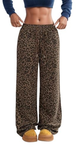 Pantalon Imprimé Léopard Femme Taille élastique Pantalon Jambe Large Fluide Femme Ample Grande Taille Printemps Automne Fashion Chic Pas Cher Confortable Casual