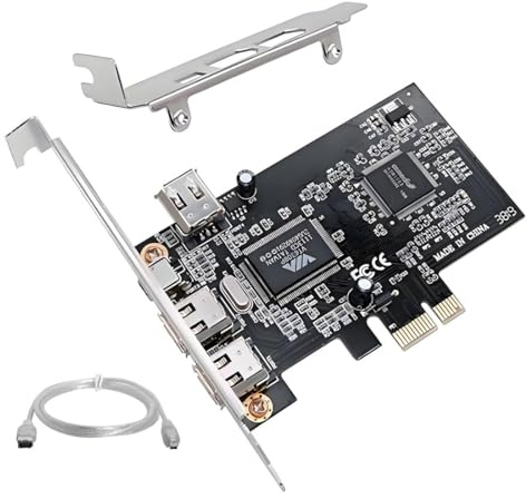 ChenYang 4 Ports 1394A Capture Card, 3 x 6Pin und 1 x 4Pin 1394A auf PCI Express Erweiterungskartenadapter mit 8cm/12cm Slotblech und Kabel