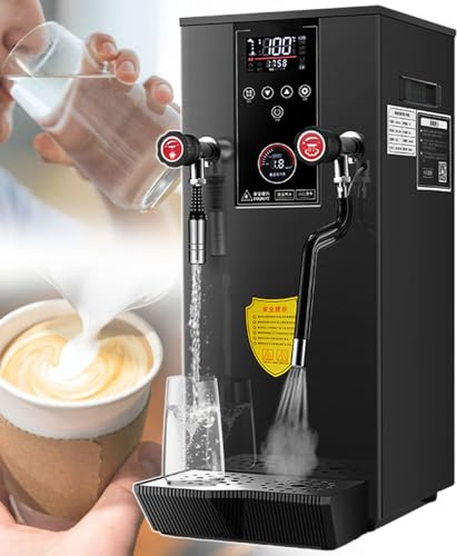lilishangmao Espumador De Leche Y Hervidor De Agua Profesional De 12 L - Hervidor De Agua Y Espumador De Leche Comercial De 2500 W, Rápido Y con Pantalla LED para Café, Té con Leche Black