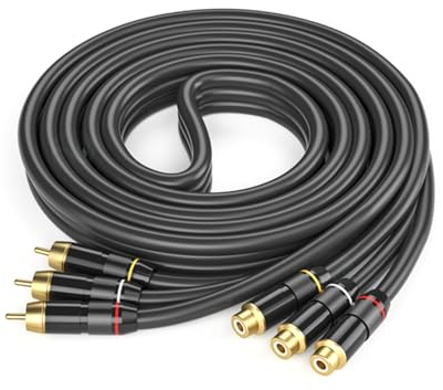 Hkfgdjdl 3 cavi di prolunga video stereo, connettori audio maschio a femmina, per sistemi home theater HiFi