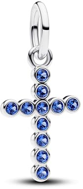 PANDORA Moments 794063C01 - Ciondolo a forma di croce in argento sterling con cristalli artificiali, compatibile con ME e Moments