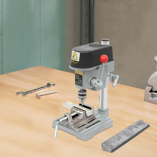 Portable Bench Drill Press, 340W Adjustable Mini Drilling Machine, 110V Precision Desktop Drill Tool, 16000RPM High-Speed Electric Drill Equipment for Wood Metal Plastic DIY Crafts Model Making