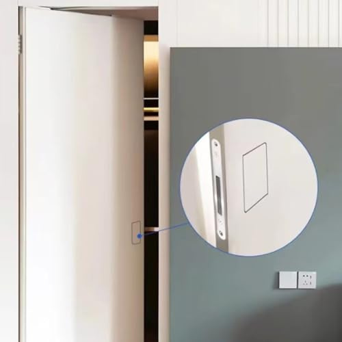 Verrou de porte invisible pour chambre à coucher - Serrure plate silencieuse d'intérieur sans poignée antiblocage (noir)