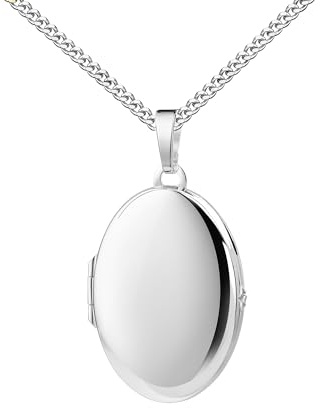 JEVELION Medaillonanhänger Silber Medaillon zum Öffnen für 2 Bilder 925 Silber mit innen Herz-Anhänger Foto Amulett + Schmuck-Etui. Mit hochwertiger Schmuck-Kette 925 Silber - Kettenlänge 70 cm.