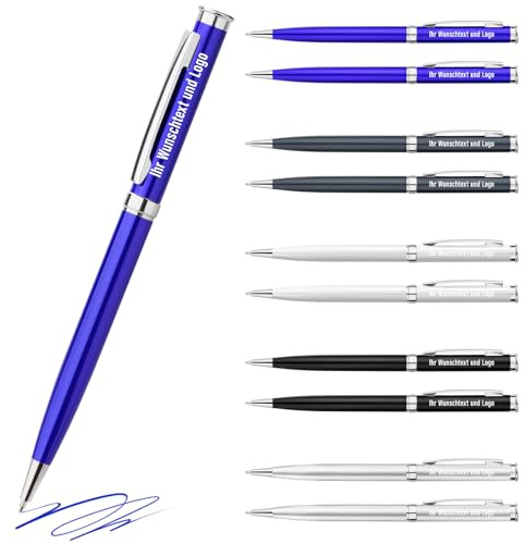 Gravurmaster 10er-Set Personalisierte Kugelschreiber mit Gravur, Hochwertige Metall-Kulis mit Logo/Text/Namen - Geschenk für Abschluss, Rente & Dankeschön, Kollegen Lehrer